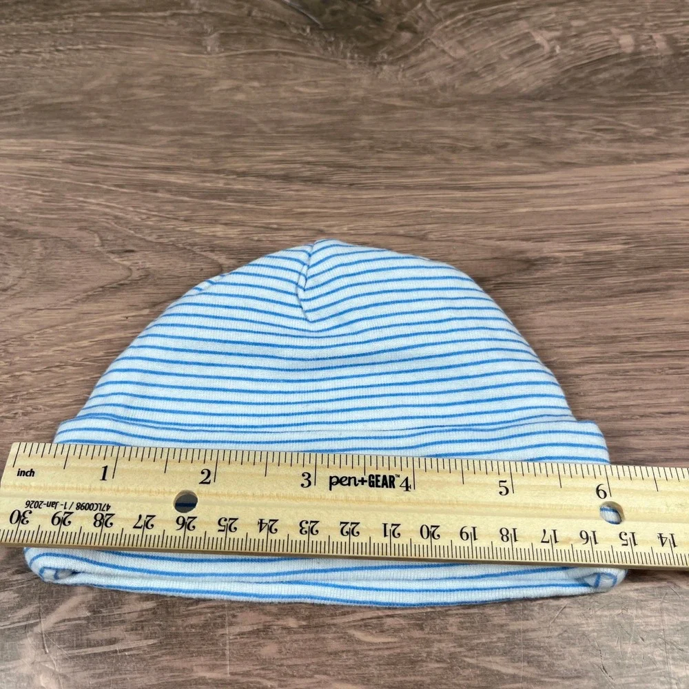 Disney Carter's Gerber Beanie Lot Kids NB 0-6M Blue Gray Striped Baby Hat 3pk